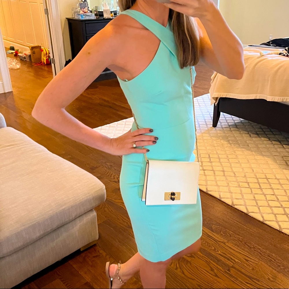 Likely Teal Green Blue Caroline Halter Dress. Size 2